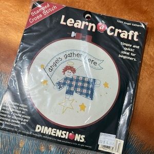 Vintage Dimensions Cross Stitch Kit New Angels Gather Here 1996 USA primitive 90
